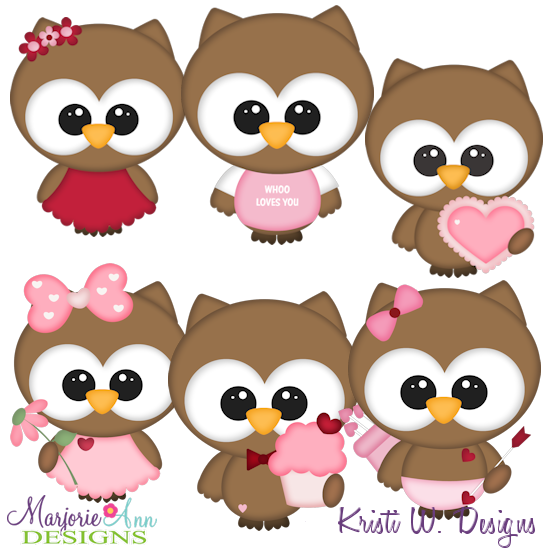 Valentine Owls SVG Cutting Files + Clipart - Click Image to Close